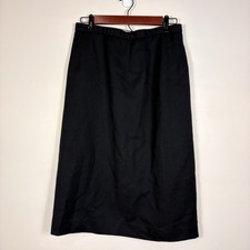 Pendleton 100 Wool Black Midi Skirt Women Medium 8 Classic Preppy Old Money USA