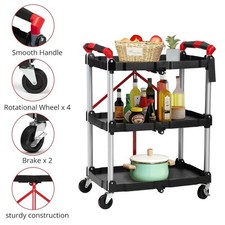 Servierwagen 3 Ebenen mit Rollen Küchenwagen Barwagen Rollwagen Klappbar