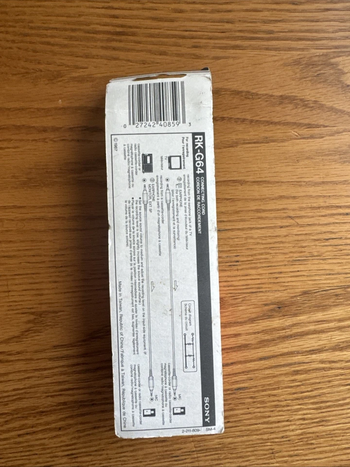 Cabo de conexão de áudio original Sony Walkman RK-G64 miniplug 1m - lacrado - Imagem 2 de 2