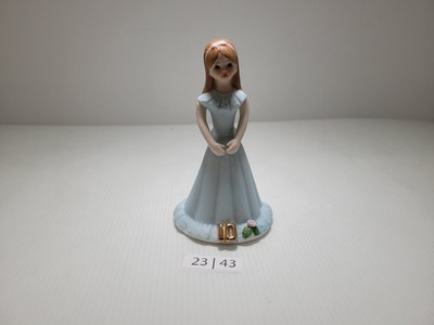 Enesco Growing Up Girls Vintage Figurine Brunette Hair Age 10 Cake Topper E9534
