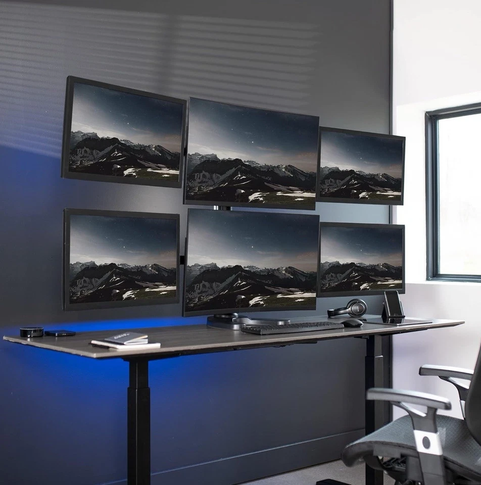 VIVO Hex LCD Monitor Desk Mount Stand Heavy Duty Adjustable 6 Screens up to 27" - Image 2 of 4