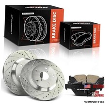 11.22 in 285 mm Disc Brake Rotors Ceramic Pads Rear Drilled and Slotted