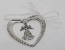 Good Friends Are Angels On Earth Heart Angel Metal Christmas Ornament 2.75"