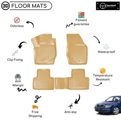 Vehicle Specific Rubber Beige Floor Mat for Skoda Super B 2003 - 2008