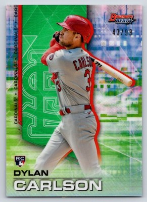 Dylan Carlson RC 2021 Bowman's Best Green Refractor #64 St. Louis Cardinals #/99