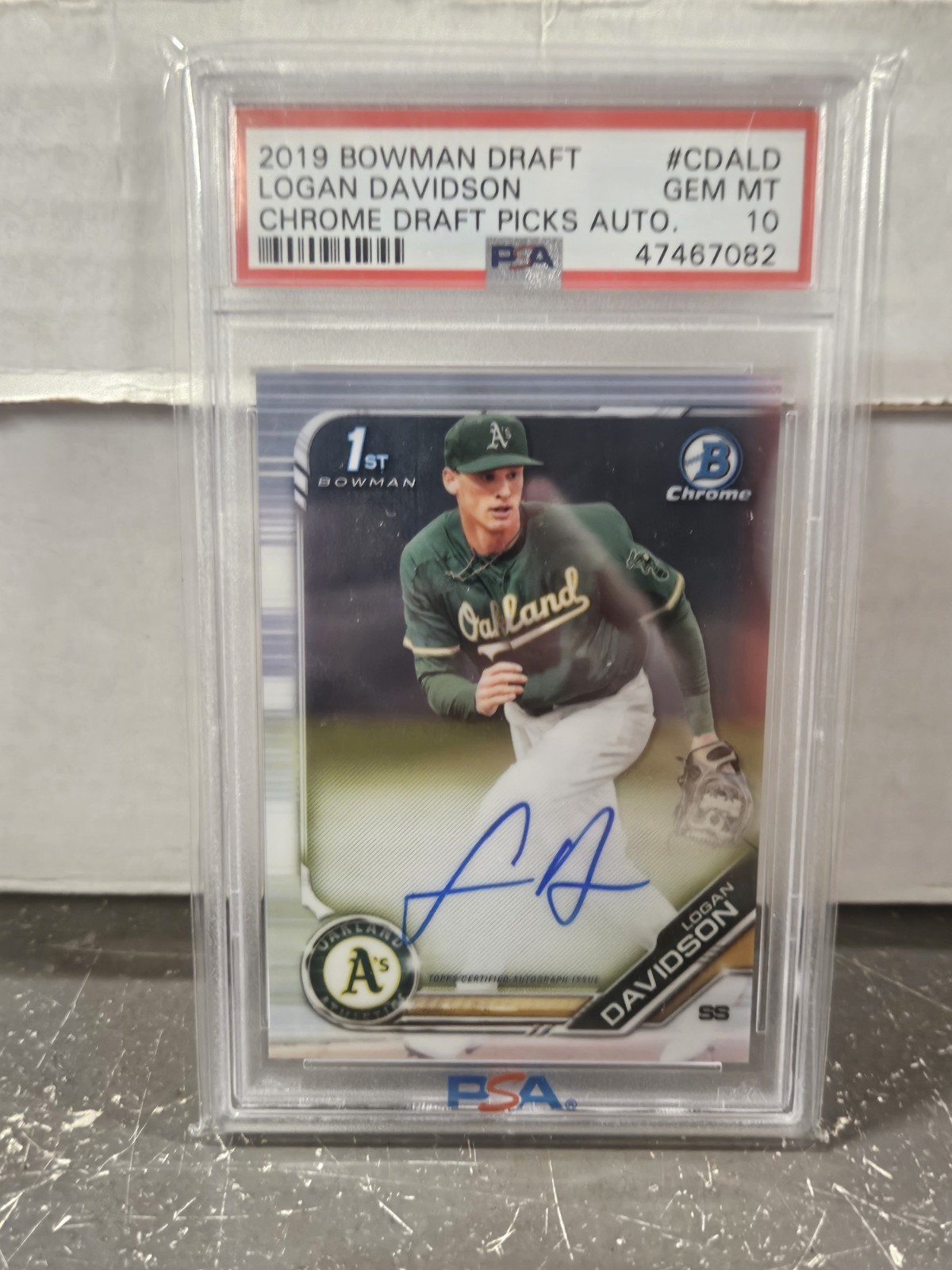 2019 Bowman Draft - Logan Davidson - Chrome Draft Pick Auto - PSA 10