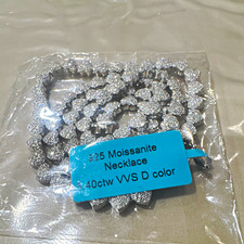 925 Sterling Silver Moissanite Hearts Chain N...