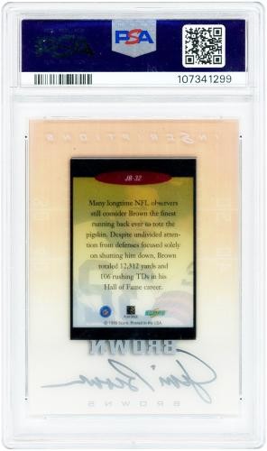 Jim Brown Cleveland Browns Signed 1999 Score Inscriptions #JB-32 PSA 8/10 Card view 2