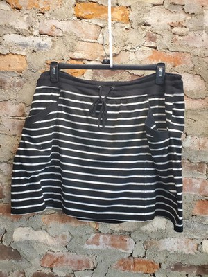 Sunday Womens Casual Striped Mini Skirt Size 2X Black White Knit Pockets