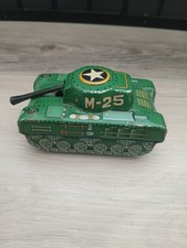 Vintage 1950'S M - 25 U.S. Army Tank Tin Litho Friction Modern Toys Japan READ