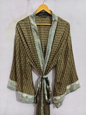 Ankle Length Silk Kimono Robe Summer Wear Soft Bathrobe Free Size Gown L-502