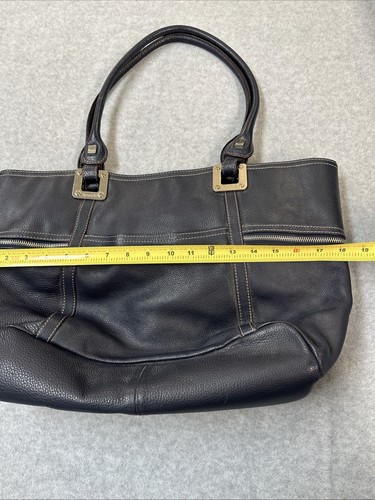 Vintage Schultertasche echt Leder genarbt dunkelblau Tignanello 18x11 - Bild 23 von 24