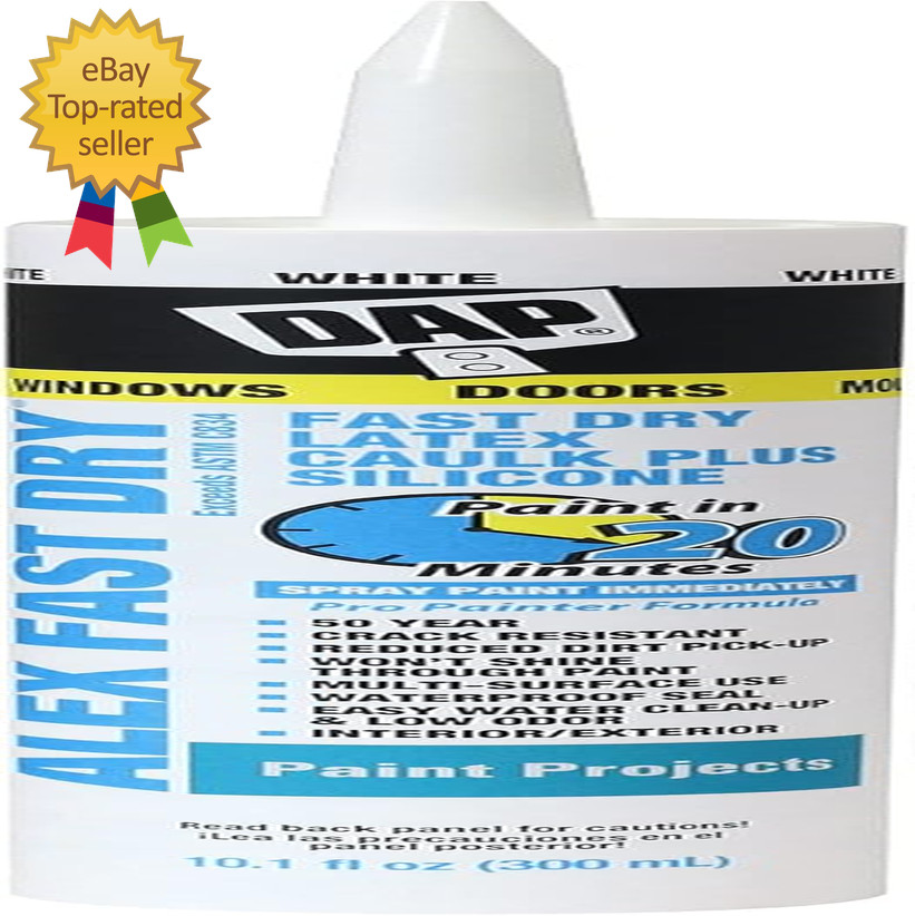 DAP Alex Fast Dry Acrylic Latex Caulk plus Silicone, White, 10.1 Oz (7079818425)