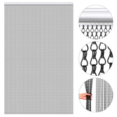 VeYocilk Fliegengitterketten für Türen Metallkettenvorhang - Schwarz 80x200cm