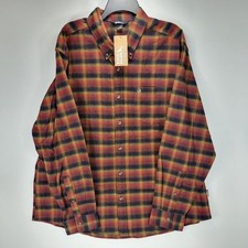 Eddie Bauer Field Flannel Long Sleeve Button Front Shirt Mens 2XL XXL Black Red