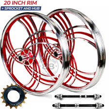 PAIR 20" Bicycle Mag Wheels Set RED COLOR FOR GT DYNO HARO ANY BMX BIKE