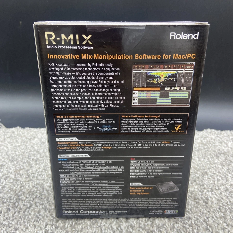 Roland R-MIX Audio Processing Software CD MAC / Windows Variphrase V-mastering - Image 3 of 4