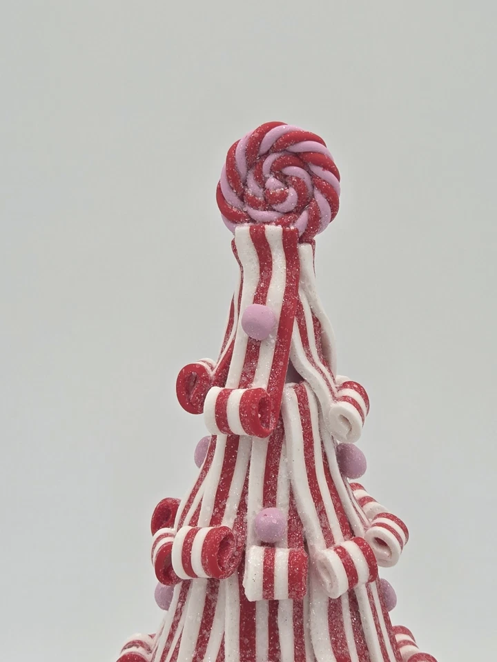 Cinta de cono de caramelo de menta de Navidad de 14" árbol rojo blanco de vacaciones. Foto 2 de 4