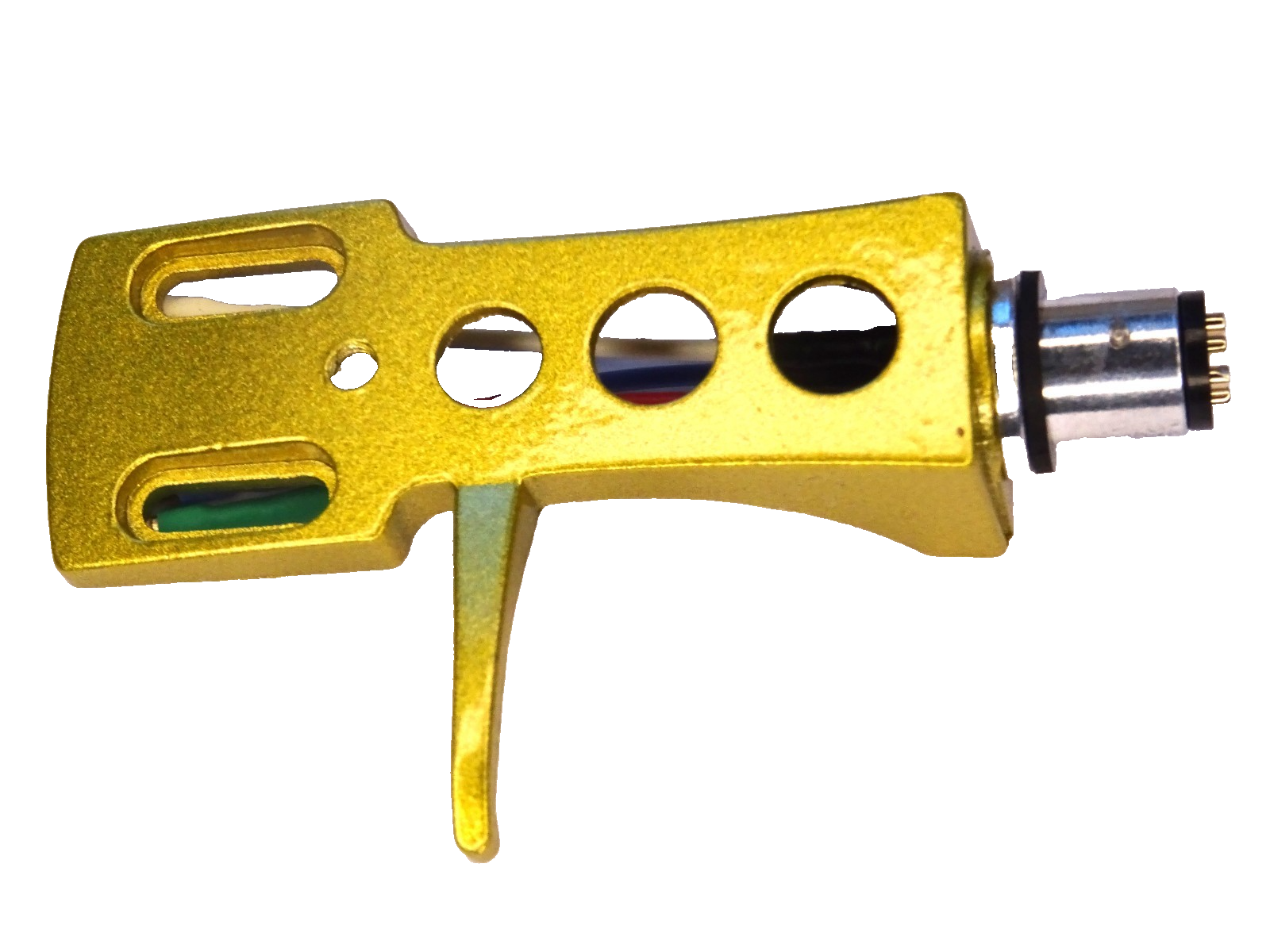 Record Player Gold Headshell + Gold Plated Pins and Lead Connection