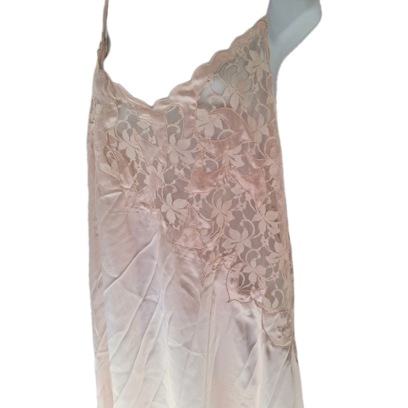 Vintage  Style Peach Nightgown Jacket Set Long Sexy Silky Ventura 3X 54" BUST   