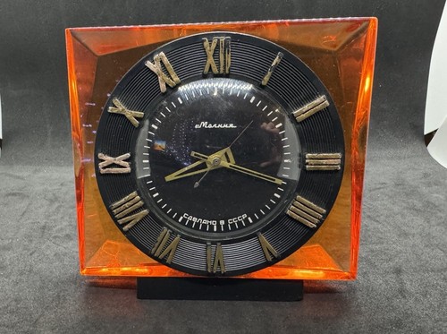 Reloj Vintage MOLNIJA, Reloj Mecánico Soviético de Mesa, Reloj Molnia, URSS - Imagen 2 de 12