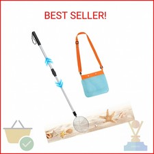 1 Pack Sand Sifter with Seashell Bag- 21.6" 33" Adjustable Shark Tooth Sifter