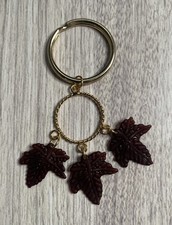 Leaf Love Key Ring - trio of rich brown textu...