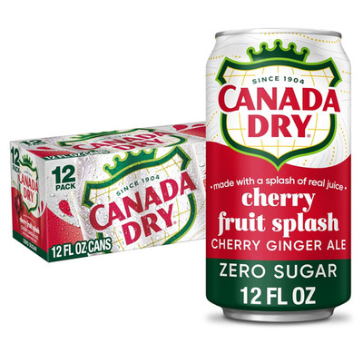 Canada Dry Zero Sugar Cherry Gingerale Fruit Splash 12Oz, Pack of 12