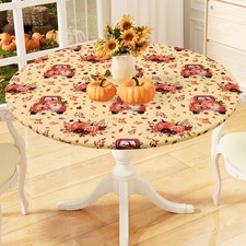 Round Fitted Tablecloth with Elastic Edge, 100 Waterproof Oil Proof Plastic ...