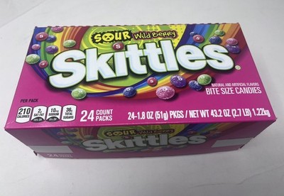 Sour Skittles Candy Wild Berry 1.8 Oz Pack 24 Count