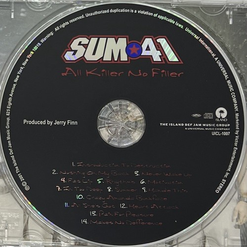 All Killer No Filler by Sum 41 (enhanced, CD, 2001) OBI, bonus track, pop punk - Imagen 13 de 13