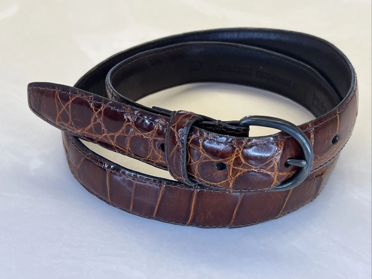 Ralph Lauren Brown Belt - Embossed Alligator - Size M - Leather 2220339/208 Ralph Lauren Purple Label Brown Alligator Belt Strap 30 New  main image 2