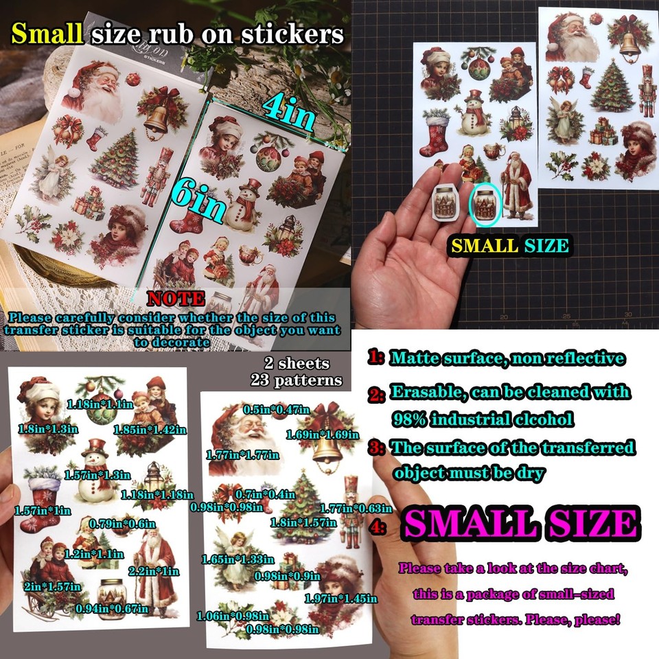 Multiple Window Decals CATaireen Rub On Transfers Stickers 2 Sheets for Small, Multiple Colors ...