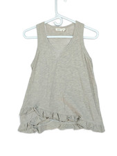 WILT Women's XS Light Gray Heather Ruffled Hem Tank Top Made in USA Casual Top