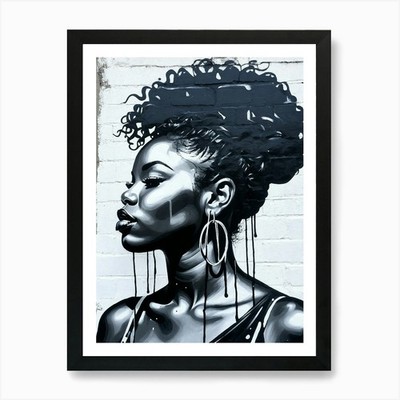 Graffiti Wandbild von schönem Schwarz mit gerahmtem Wandbild Poster Leinwanddruck Bild