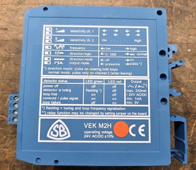 VEK-M2H Induction loop detector for vehicle detection with two relay outputs.