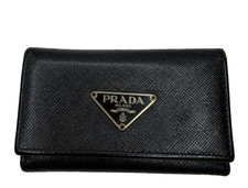 Prada Key Case Saffiano Black Leather Women  s Small Italy