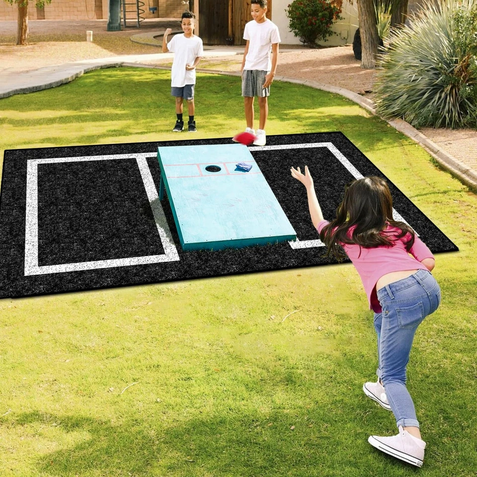 2 Packs Cornhole Mats 5 x 8 Ft Felt Prevent Slipping Cornhole Pads for Cornho... Foto 3 de 4