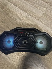 Iconic Portable Bluetooth Boombox Black LED Dual Speakers USB AUX Handle