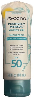 Aveeno Positively Mineral Sensitive Sunscreen SPF 50, 3 oz See Below SHPSN 24HRS
