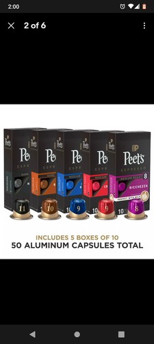Peet'S Coffee Dark & Medium Roast Espresso Capsules Variety Pack with Decaf 50pk - Picture 2 of 8