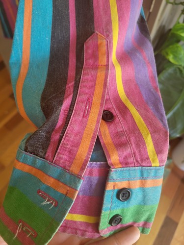 Vintage 1990s Wrangler Brushpopper pearl snap western shirt multi stripe 16.5/36 - Picture 9 of 17