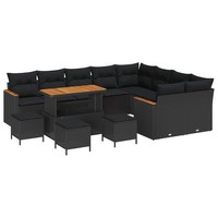 Gartensofa Set 13-Teilig Poly Rattan Schwarz Mit Kissen