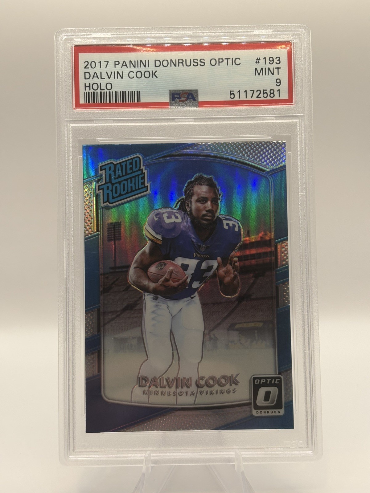2017 Panini Optic Dalvin Cook Holo RC PSA 9 No.193
