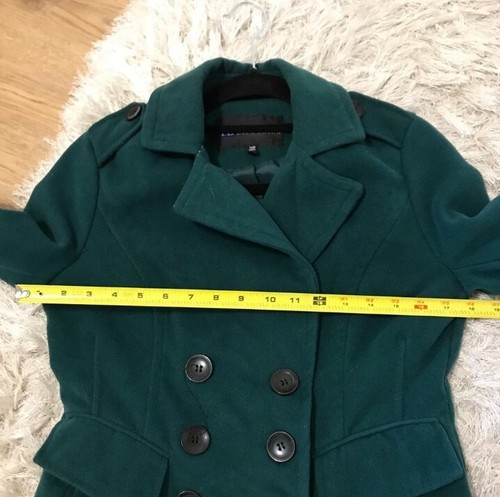 Xs size 0 dark forest hunter emerald green peacoat pea coat trenchcoat - Picture 4 of 10