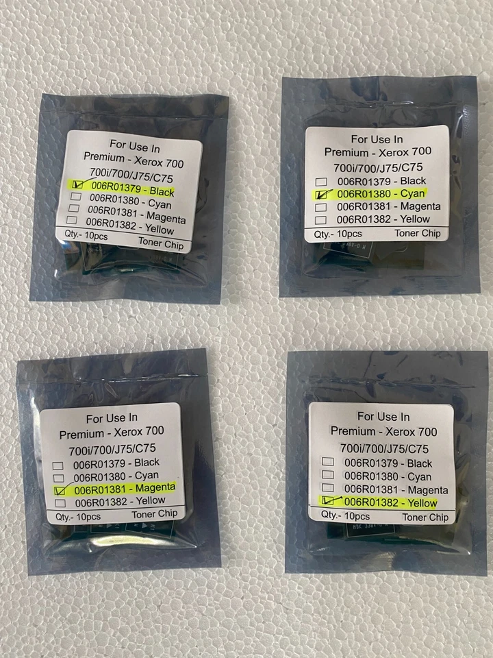 10 sets Toner Chip (006R01379/82) for Xerox DC 700/700i/J75/C75 CMYK - Image 3 of 3