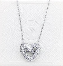 NEW 100% SWAROVSKI Rhodium White Sparkle Crystal Heart Matrix Necklace 5647924