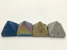 Druzy Agate Small Pyramid 24x24mm Silver/Gold/Rainbow/Blue Sold Per Piece