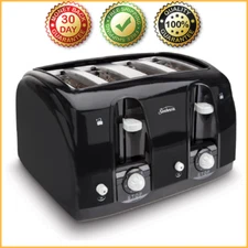 SUNBEAM 4-SLICE ELECTRIC TOASTER Wide Slot Modern Versatile 7 Shade Settings NEW