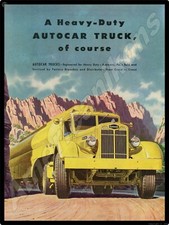 Vtg. Look Autocar Trucks New Metal Sign: "A Heavy Duty Autocar, of Course!"